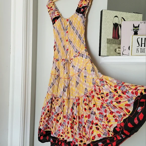 ‼️SOLD‼️Handmade Vintage Off the Shoulder Peasant Dress from Italy 🇮🇹 - Picture 2 of 13